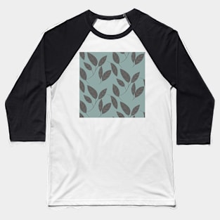 Simple Gray Leaves Baseball T-Shirt